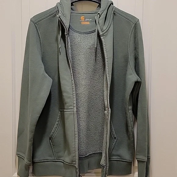 Carhartt Sage Green Full-Zip Hoodie Size 1X (16/18) - Picture 8 of 10